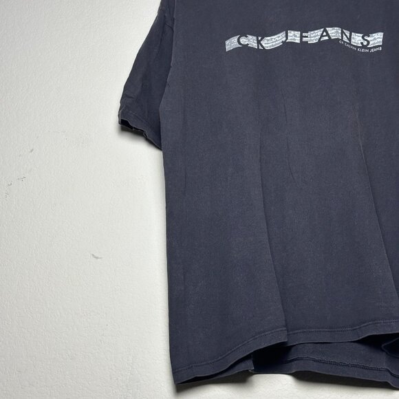 Calvin Klein VTG Graphic T Shirt Men L Black Minimal Classic Retro Streetwear - Picture 8 of 12